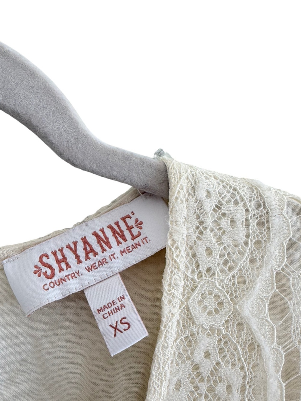 SHYANNE Lace Western Dress Cream Size XS Boho Romantic Mini Dress - Picture 11 of 13